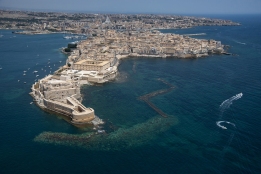 aerial view of Ortigia island in Siracusa, Sicily, Italy